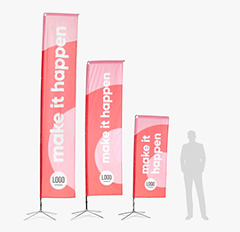 Vierkante beachvlag met ruime bedrukking, ideaal voor branding