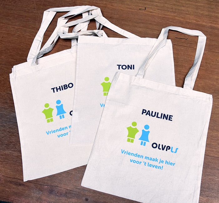 bedrukte herbruikbare katoenen draagtassen - tote bags bedrukt - gepersonaliseerd